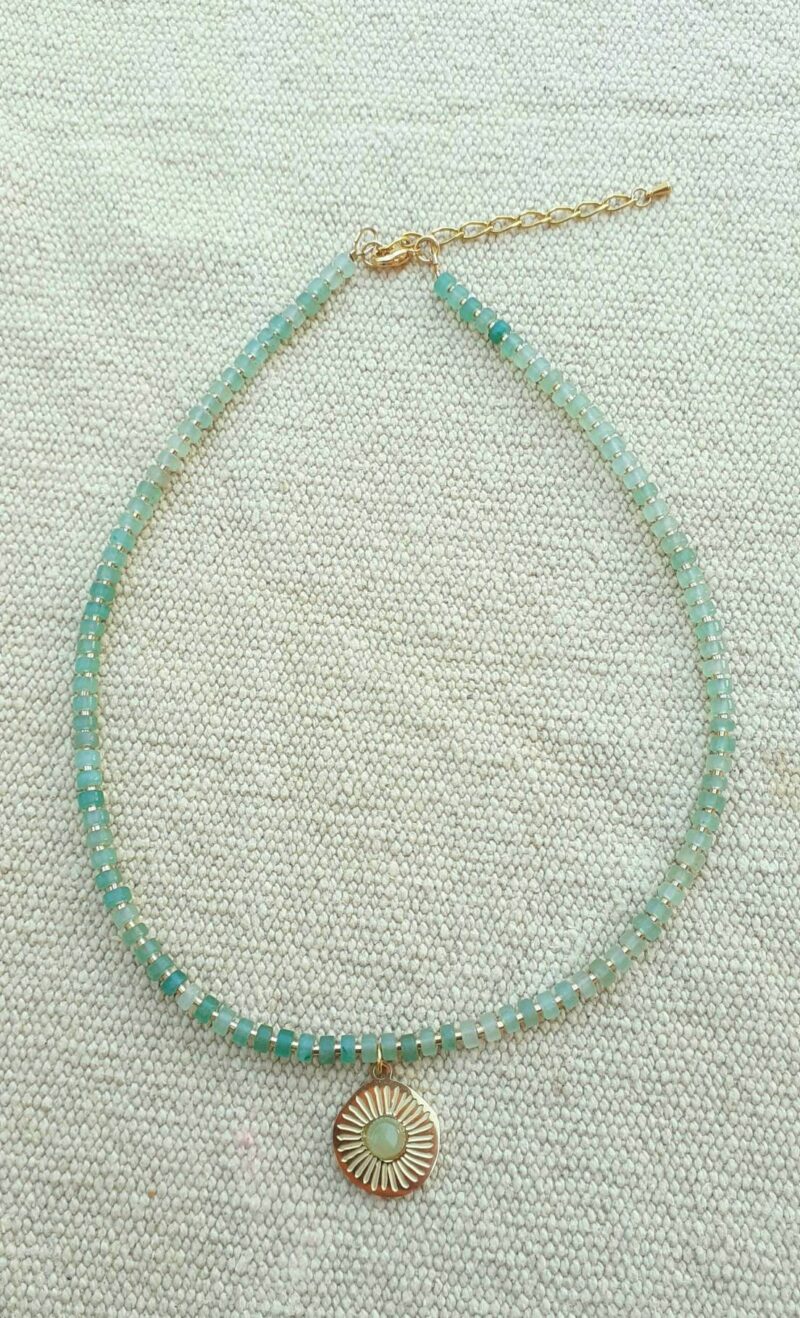 Collier en pierres naturelles Aventurine et plaqué or – Image 3